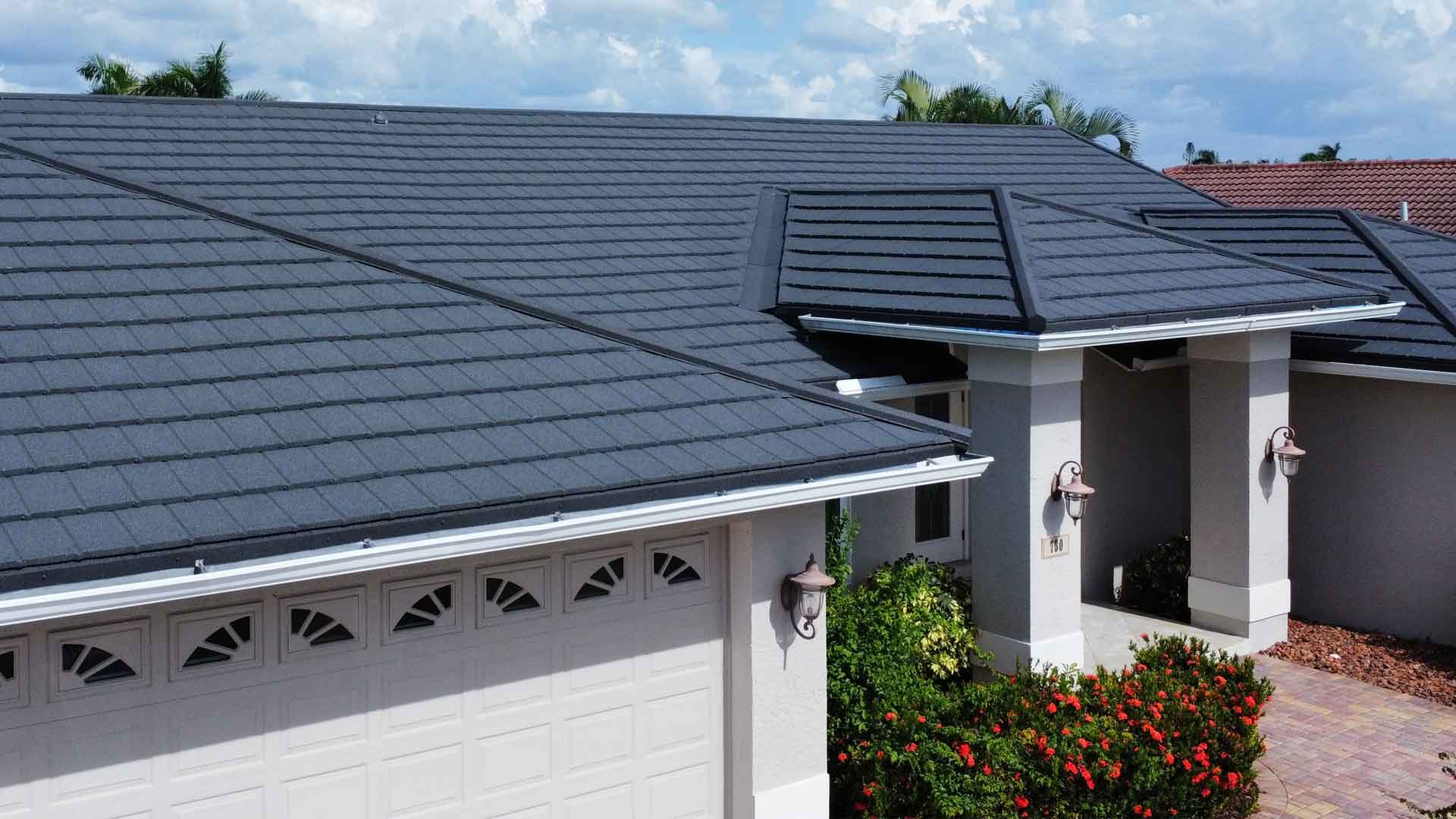 White house with solid shingles